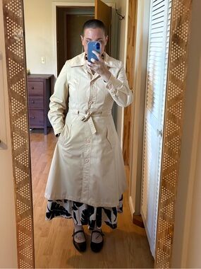 Vintage Sears JR Bazaar 1960s Warm Cream Long Trench Coat Women’s Western Size 6